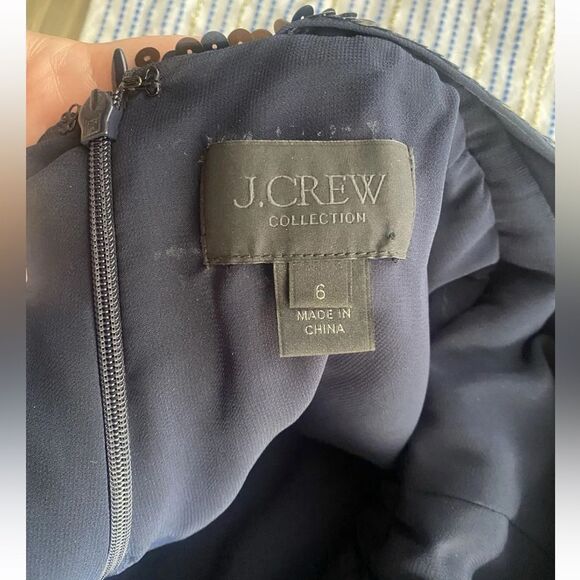 J Crew Collection Romper Sequin Starts Black Neckline  Lined Pockets Sz 6 - Picture 5 of 16